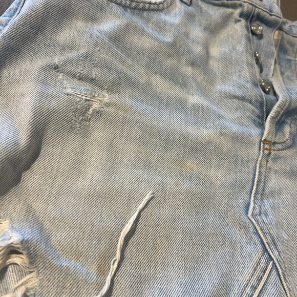 Agolde Distressed Light Wash Denim Skirt - Picture 2 of 7